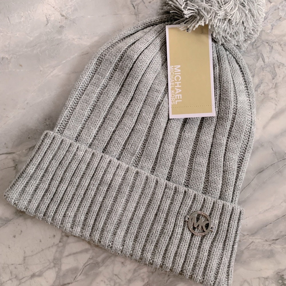 Michael Kors Pom-Pom Knit Beanie Hat